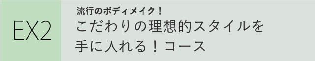 流行のボディメイク！「こだわりの理想的スタイルを手に入れる！」コース